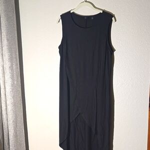 G By Giuliana Womens Wrap Front Dress black Midi Asymmetric Hem Sz L